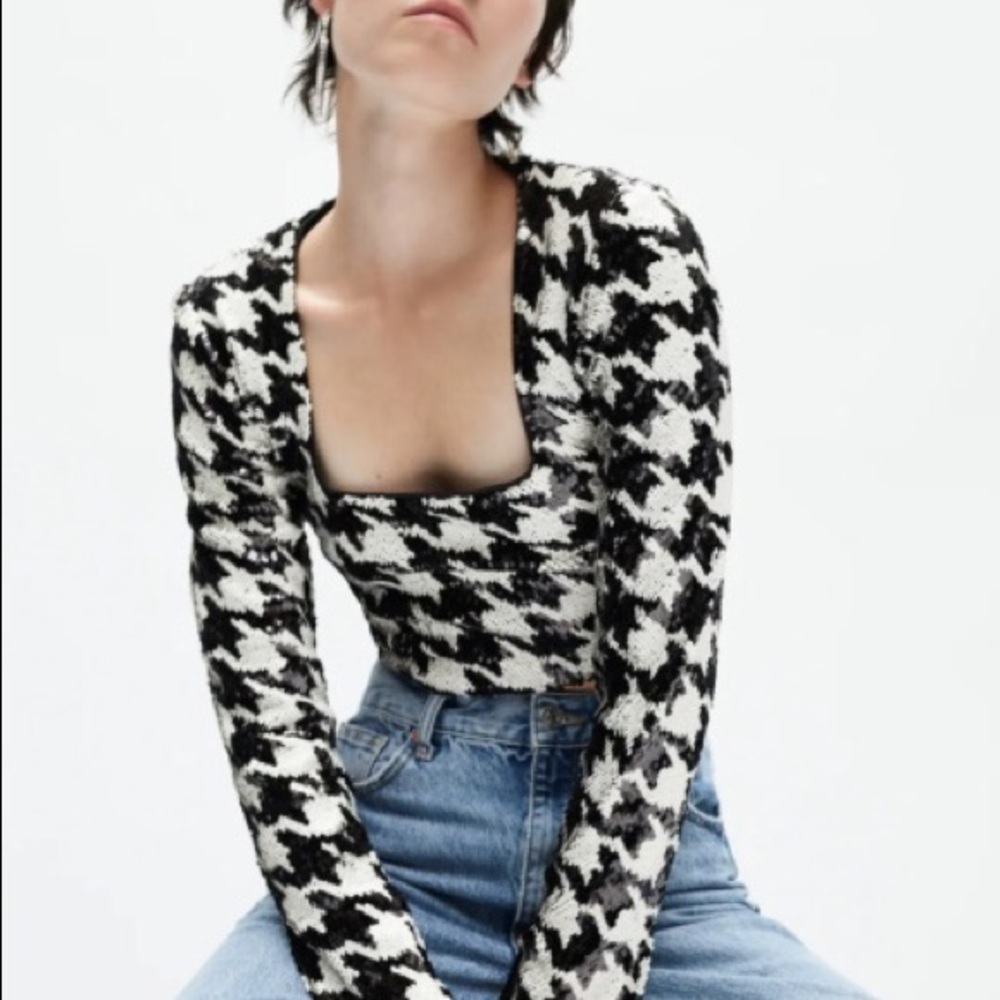 Zara sequin houndstooth set